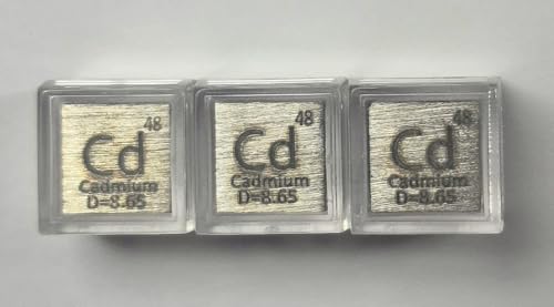 Image of 0.39 inch 10mm Cadmium Metal Cube Cd up to 99.99% Pure Periodic Table Element Engraved Density Collection Science Education Display Block Cube + Acrylic Case Box - 1PC