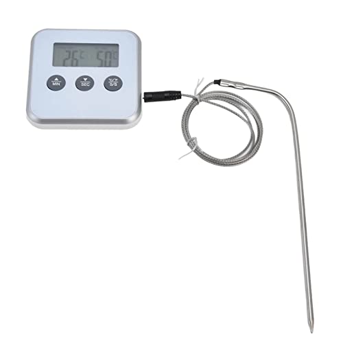 Thermomètre à viande intelligent à 3 boutons - Écran LED numérique - Thermomètre de four multifonction - Avec sonde - Pour la cuisson, la pâtisserie, le...