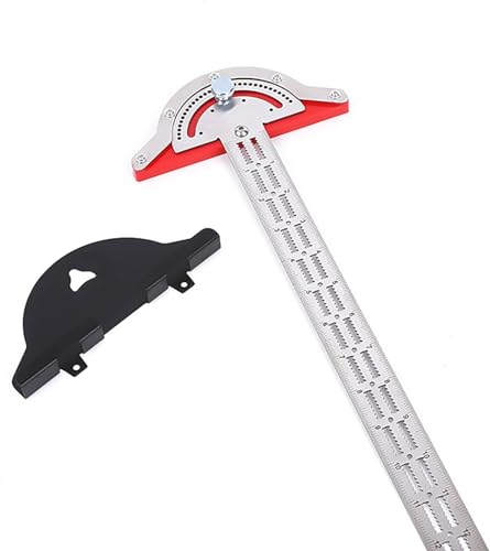 Woodworking Edge Rule, Protractor Angle Finder T Ruler Angle Measure Tool, Stainless Steel Marking Ruler(15inch)