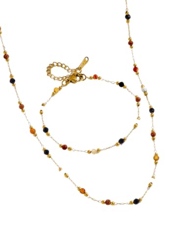 Ensemble de bijoux unique et élégant en pierres naturelles et acier titanium – accessoire pour remise de diplômes, bal de fin d’année, confirmation et...