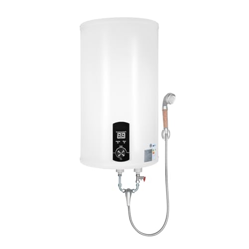 Calentador de agua digital electrónico de 220 V 2000 W con grifo ducha de mano y mangueras, IPX4, depósito de 70 L, pantalla LED, para cocinas, baños, salones de peluquería