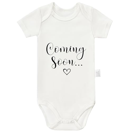Eorjuek Surprise Pregnancy Announcement Grandparents Coming Soon Bodysuits, Romper Short Sleeve Infant Toddler Outfits Jumpsuit, Newborn Gifts Baby Boy Girl (White, 0-3 Months)