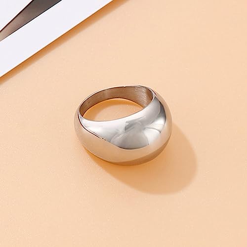 Beydodo Stainless Steel Rings Engagement, Thumb Rings Bands for Women Size 6 to 10 Polished Dome Ring Wide 16mm3