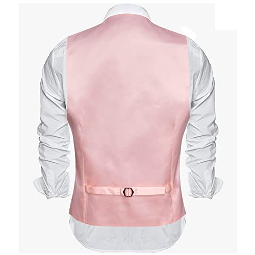 Image of Barry.Wang Vest for Men Business /Leisure Dress Suit Vests V-neck 2 Pockets Wedding Party Tuxedo Satin Waistcoat