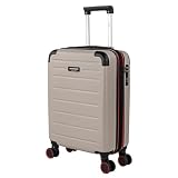 Jaslen - Maleta de Cabina 55x40x20 - Maletas De Viaje Cabina Rígidas Trolley con 4 Ruedas Dobles para Avion Ligera Equipaje De Mano Candado de Combinación. Compatible Ryanair, Piedra