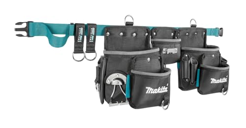 Makita E-15229 3-Taschen Hüftgurt-Set inklusive Schnellverschlussgürtel, bestehend aus drei Taschen bietet viel Stauraum für Handwerkzeug und Zubehör, Polyester, 640 x 145 x 270 mm (LxBxH)