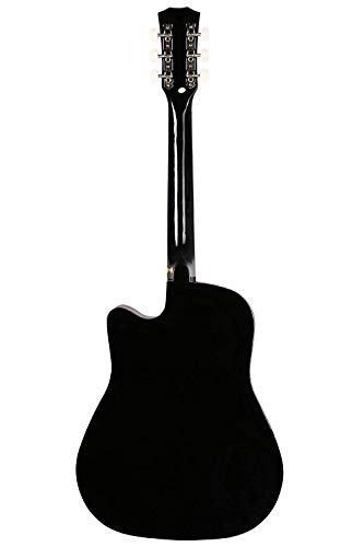 Image of Juarez 38 Inch Cutaway Acoustic Guitar with Lindenwood Body, Steel Strings & Geared Tuners, High Gloss Black Finish