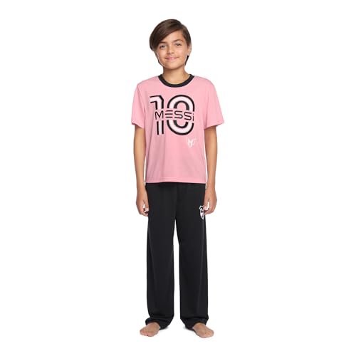 Messi Boys Lifestyle Long Sleeve 2-piece Set Loose-fit Top & Sweatpants Candy Pink 8-10