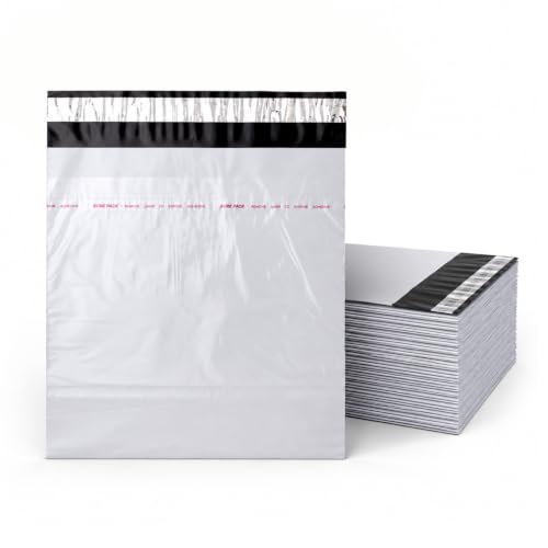 Image of BonKaso 12x14 Inch Poly Courier Bags with POD | 55 Micron Tamper-Proof Plastic Packaging Envelopes for Shipping, Documents & Parcels | Self-Seal Mailer - Pack of 200