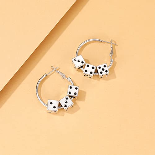 QUPENGXU Silver Customized Annular Dice Earrings Charms Casino Night Club Party Earrings For Women4