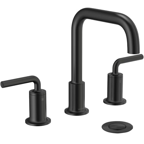 Lava Odoro Black Bathroom Faucet 3 Hole, 8 Inch Widespread Faucet Matte Black 2 Handle Bathroom Sink Faucet with Drain Assembly Supply Line, BF503-MB