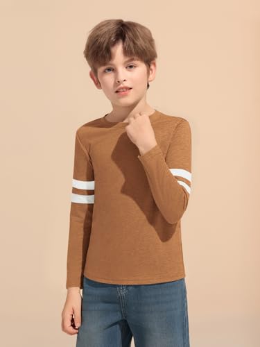 Image of Haloumoning Boys Long Sleeve Shirts Kids Crewneck T Shirts Casual Striped Tops Tees 5-14 Years