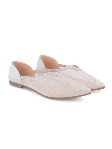 Image of JM LOOKS Women's Bellies Slip-on Shoes Pointed Toe Embellished Mesh Upper Wedding Party Shoes for Women