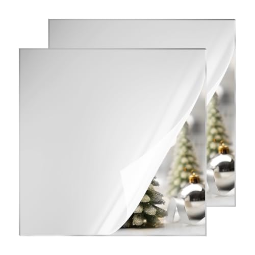 Image of KINLINK 12x12 Plexiglass Sheets 1 /8 inch Thick - 3mm Silver Mirror Cast Acrylic Sheet, Plastic Board Polycarbonate Sheet for DIY Project, Craft, Wall Mirror, Acrylic Sign and Wedding Invitation 2 Pack
