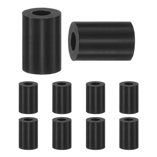 M METERXITY 100 Pack Nylon Washers, 3.2mm ID 7mm OD 10mm Length Round Plastic Spacer Washer Standoff Non-Threaded for M3 Screws/Bolts/Electrical Outlet/Switch Receptacle[Black]