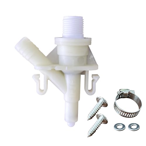 Image of iFJF 385311641 RV Water Valve Kit for Marine Pedal-flush Toilets Plastic | Durable ABS Plastic, for 300 301 310 311 320 321 Series Pedal-Flush Toilets, Hose Clamp Fastener, DIY, Regulate Water Flow