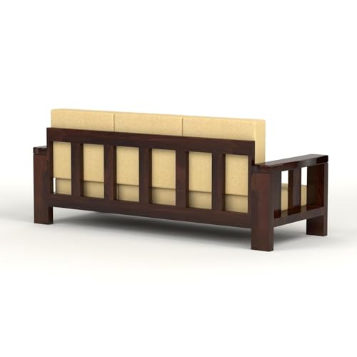 Image of Solid Sheesham Wood 5 Seater Sofa Set for Living Room | 5 Seater Sofa Set | Stylist & Comfact Sofa Set for Home Decor | (Walnut Finish, 5)