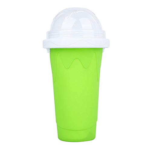 Magic Slushy maker Silica Cup DIY Homemade Smoothie Cups Freezes Drinks Cup TIK TOK Frozen Magic Squeeze Cup Protable Double Layer Summer Juice Ice Cream Cup for Children Fast Cooling Green