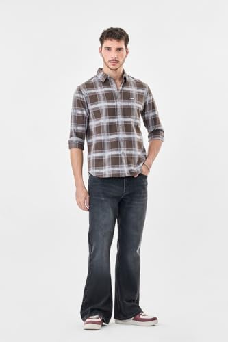 Image of SNITCH Men Casual Shirt | Regular Fit Full Sleeve Spread Collar Checkered Pattern | Durable Cotton Blend & Breathable Fabric Smart Casual Outings