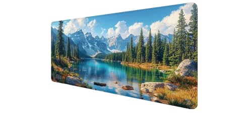 Tapis de souris XXL gaming 1000x500mm étanche à motif arbre de rivière pour grand bureau PC