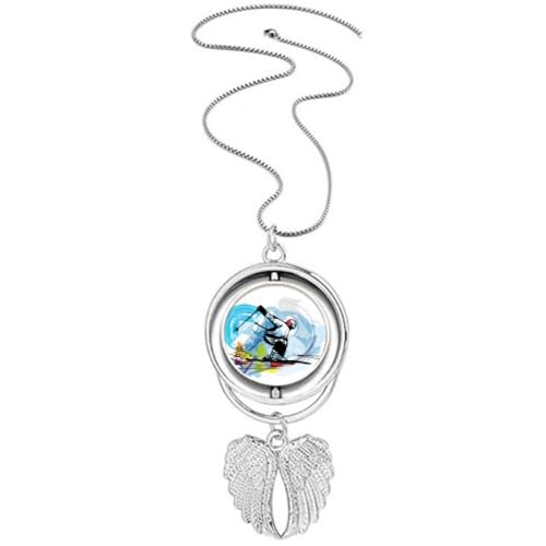 Collier ailes d'ange ski acrobatique pendentif sports d'hiver