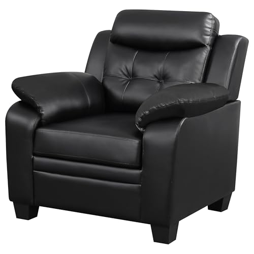 Sillón Tufted Tapizado en Cuero Sintético Negro miniatura 5