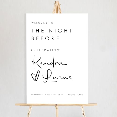 VIRAGIL Personalized Rehearsal Dinner Welcome Sign, The Night Before Modern Wedding Sign Customizable Elegant Decorations For Ceremony