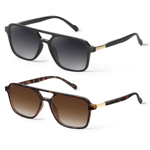 GRFISIA Retro Aviator Sunglasses for Women Men Square Frame Rectangle Trendy Sun Glasses