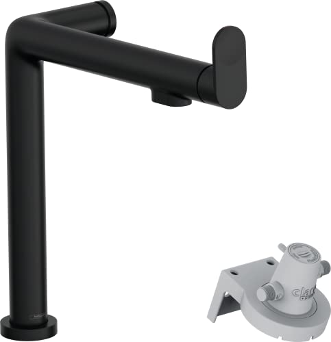 hansgrohe Aqittura M91 FilterSystem Grifo de cocina 240 con filtro de agua, 1 tipo de chorro, negro mate, 76804670