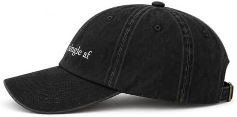 Single af Embroidered Dad Hat, Funny Vintage Washed Cotton Adjustable Baseball Cap for Men & Women, Curved Brim Statement Hat Black - 1