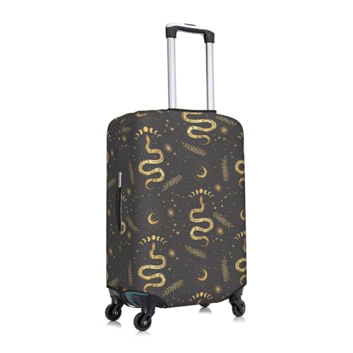 Gothic Funny Golden Snake Moon Luggage Cover Protector Anti-Scratch Washable Fits 18-32 Inch Luggage-Medium3
