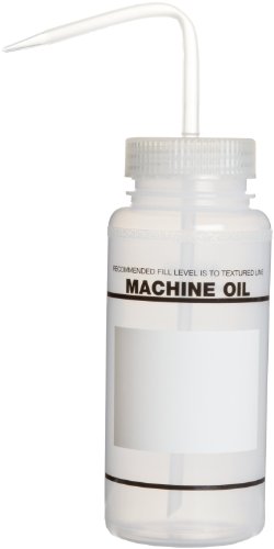 SP Bel-Art Safety-Labeled 2-Color Machine Oil (No Diamond) Wide-Mouth Wash Bottles; 500ml (16oz), Polyethylene w/Natural Polypropylene Cap (Pack of 6) (F11646-0459)