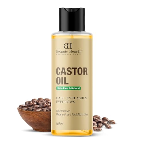 Botanic Hearth 100% Pure Castor Oil for Hair Growth| 150 ML | - Cold Pressed Hexane-Free Eyelashes Eyebrows Skin Care