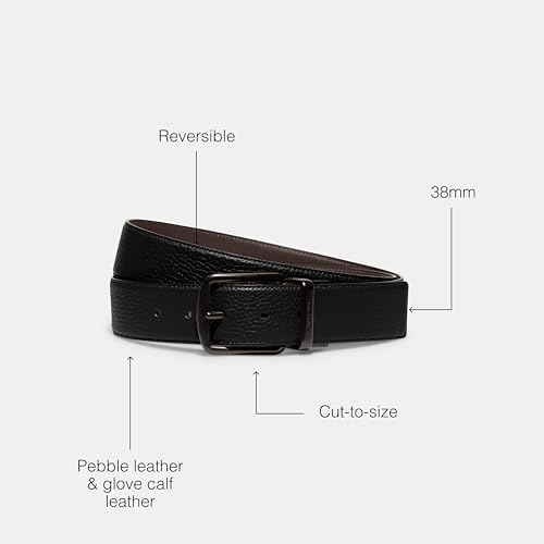 Coach Men's Wide CTS/Rev Signature Belt, Black/Maple, 38mm3