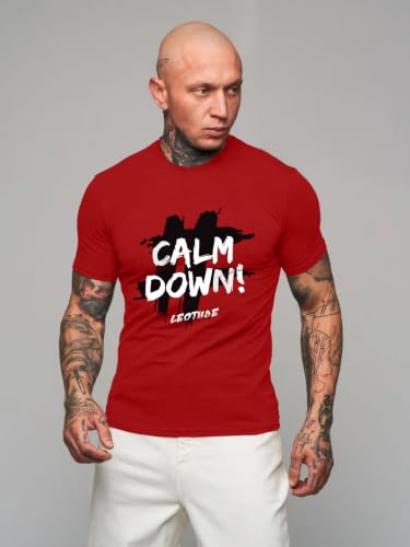 Image of LEOTUDE Mens Polycotton Boxy Regular Fit Printed Half Sleeve Round Neck Combo Dailywear & Gym Tshirts for Man (Colour: Multicolor)