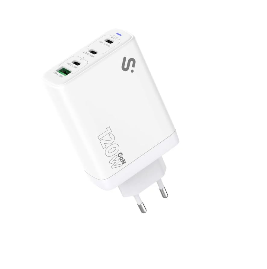Cargador de Pared GaN Subblim 120W Charger USB C+C+C+A- 3xUSB Tipo-C- 1xUSB- 120W