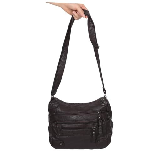 Sac à main bandoulière femme cuir PU compartiments - 2