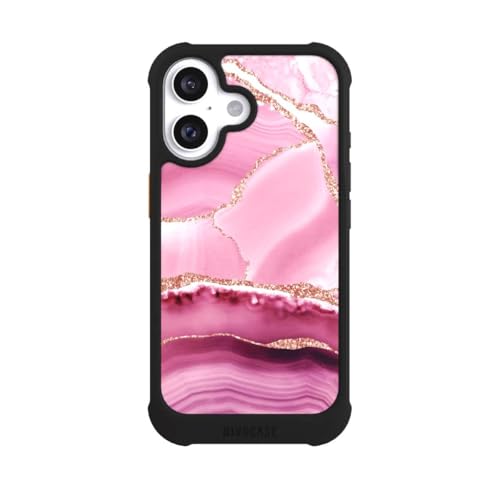 Coque iPhone 16 NIVOmax Marbre Noir Paillettes Finition Luxe