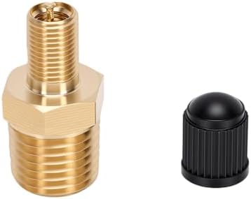 Keenso 2Pcs Brass Air Inflator Adapter, 1 4 Inch NPT Male to Schrader Valve Tire Inflator Connector, Brass Construction, Direct Use, for Auto Air Compressor Pump Bike Tank — view 7