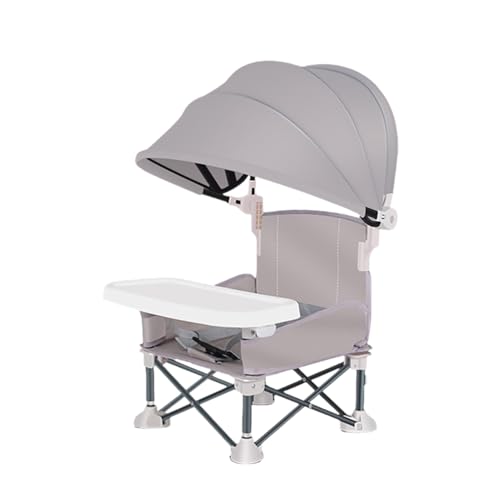Rrlihjgu Trona plegable para bebé, asiento de viaje con bandeja para niños pequeños, silla alta plegable con toldo para césped, playa, al aire libre, camping, hogar, viajes,