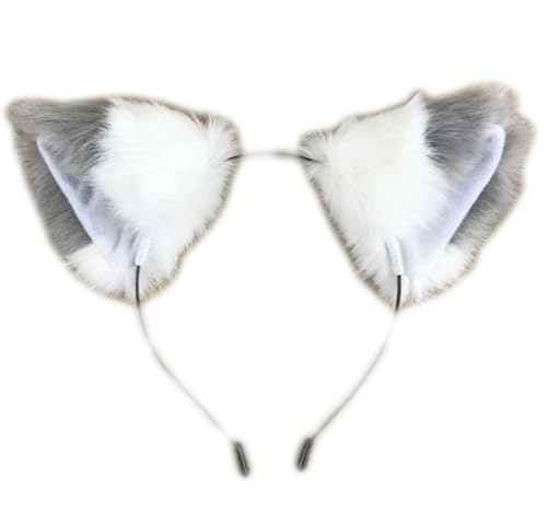 Happylifehere Long Fur Cat Fox Ears Headband Hairband Cosplay Costume Halloween Kitty Fancy Dress