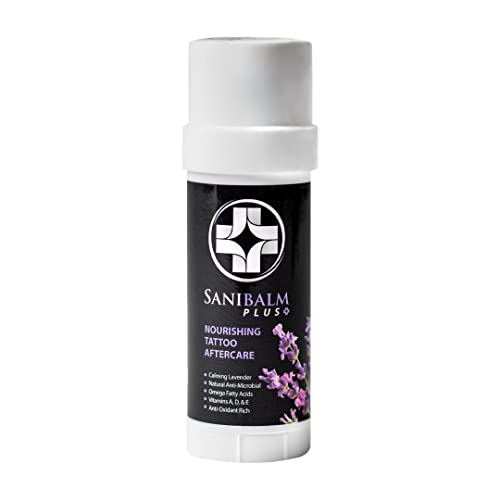 Sanibalm PLUS+ Tattoo Aftercare Balm - Petroleum Free All-Natural Tattoo Lubricant and Moisturizer, Lavender Infused, Use During and After the Tattooing Process, 2 oz 2 Ounce (Pack of 1)