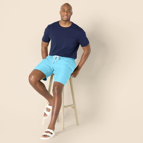 Amazon Essentials Herren 23cm Badehose mit Netzfutter, Taschen und Kordelzugverschluss, Aquablau, L