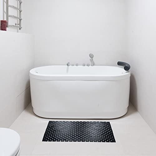HJJKKH Bath Mat Rayon Derived from Bamboo 15.7X47.2 inches, Foldable Floor Shower Bath Mat for Bathroom, Bathtub, Shower, Sauna, Hot Tub (Black)