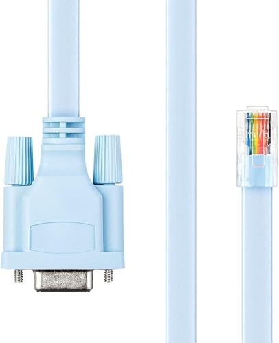 Image of Madhabi RJ45 to DB9 Console Cable 6FT, Female DB9 to RJ45 Male RS232 Serial Adapter, Flat Rollover Cable for Cisco Router Switch Modem Networking Setup, Compatible with Windows and Linux Systems