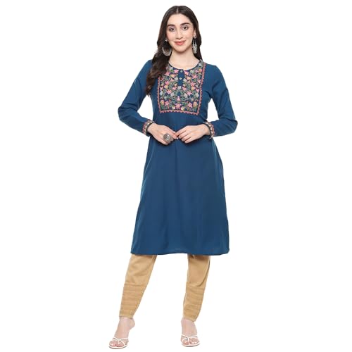 Image of Rangriti Mustard Acrylic Regular Solid Legging for Women