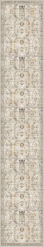 Madane Hallway Runner Rug 3x18 - Kitchen Rugs 18ft Washable Entryway Rug Vintage Kitchen Runners Non Slip Indoor Area Rug Farmhouse Carpet Runner for Bathroom Living Room Bedroom, Brown/Gold