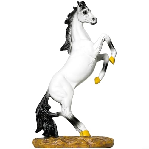 Statue de cheval debout en résine - Figurine d'art européenne pour décoration, salon et bureau - Ornement élégant comme cadeau - Blanc/doré - 33,2 cm...