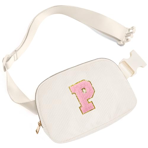 Image of Gitus Gifts for Teen Girls 10-12 12-14 14-16 16-18 Birthday Gifts for Girls Women Sister Teacher Initial Belt Bag Fanny Pack Crossbody Bags for Teen Girl Gifts Trendy Stuff Travel Essentials (Ivory-P)