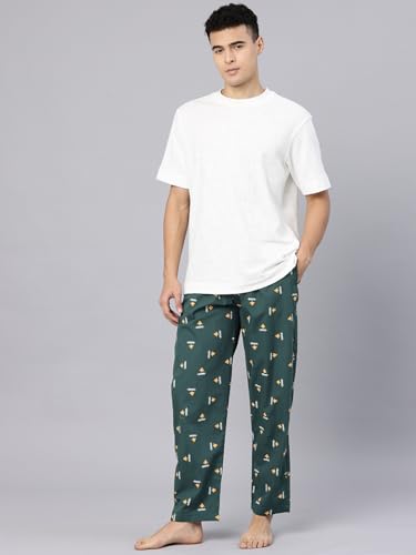 Image of Majestic Man Men's Printed Pure Cotton Lounge Pyjama | Comfort Fit | Elastic Waist with Drawstring | 3 Pockets | Button Closure